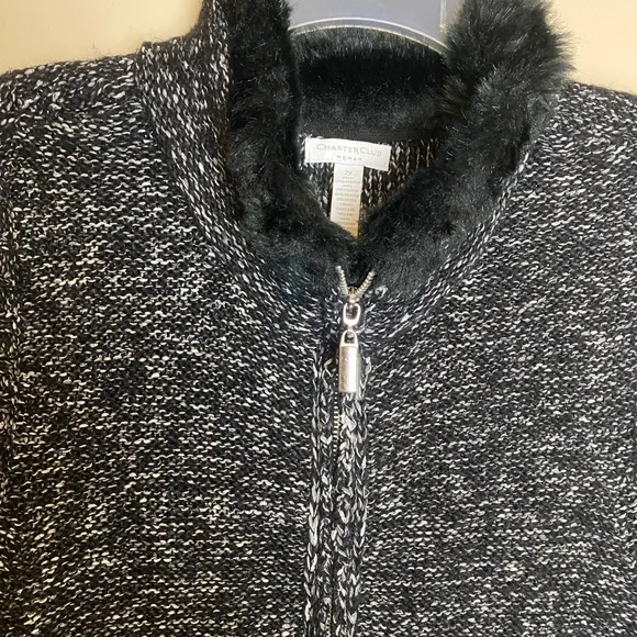 Charter Club Black and White Textured Vest - Picture 3 of 6